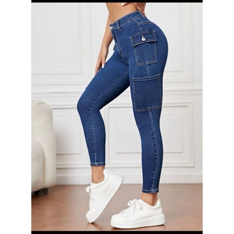 Skinny Cargo 6pocket viral fashion baru good quality Kain Strachbal