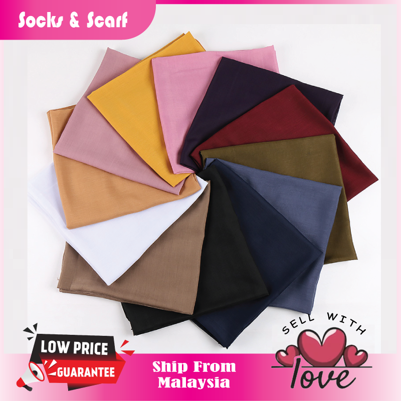 Scarf Tudung Bawal 110*110cm Premium Plain hijab Cotton Viscose Hijab Scarf Shawl Head covering Modesty Muslim fashion