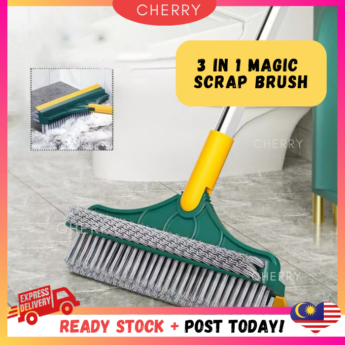 CHERRY3 In 1 Brush Magic Brush Broom Toilet Floor Brush Berus Cuci Tandas Gap Scrub Brush Tile Kitchen Bathroom