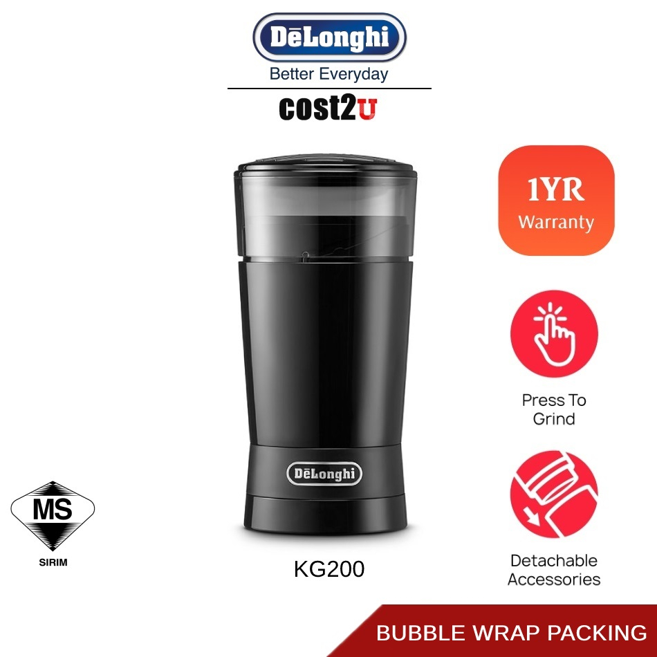 Delonghi 90g/12cups Coffee Grinder | KG40 KG200 (Espresso Drip Filter Moka Pot Coffee Beans Grinder)