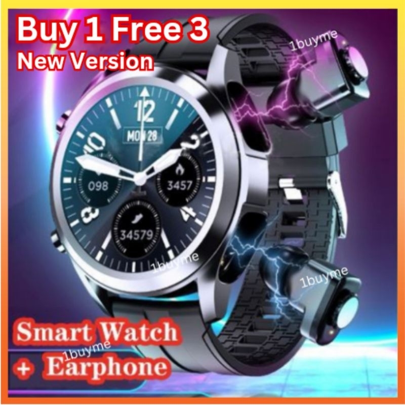 1Buyme New Version TWS 2 in 1 Smart Watch & Fitness Trackers Bluetooth Ear Phone Sport Watch Smart Watch