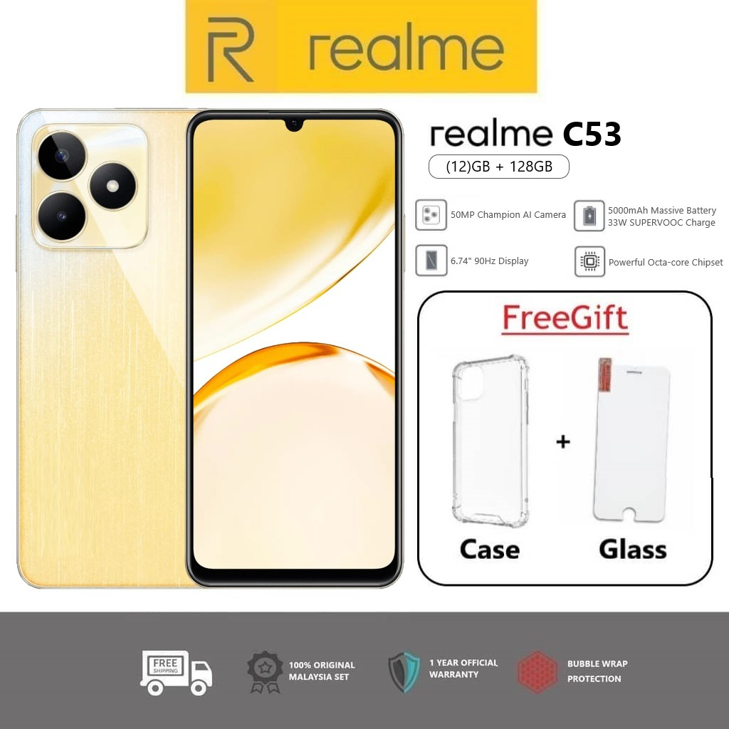 REALME C53 128GB+6GB+6GB RAM | 50MP CAMERA SIDE FINGER PRINT | 33W Supervooc | ORIGINAL REALME PRODUCT 1 YEAR WARRANTY