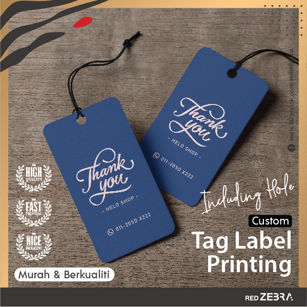 【 Red Zebra 】35pcs Customized Full Color Price Tag Printing | Gift Tag | Clothing Tag | Thank You Tag | Label Badge