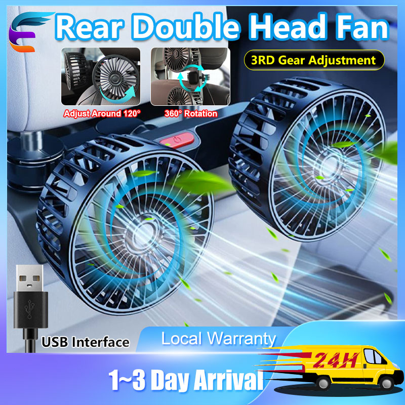 Car Fan Car Back Rear Seat USB Fan 360 Degree Rotatable Air Cooler Fan 3 Speed Wind For Car Van Truck Kipas Kereta 车载风扇