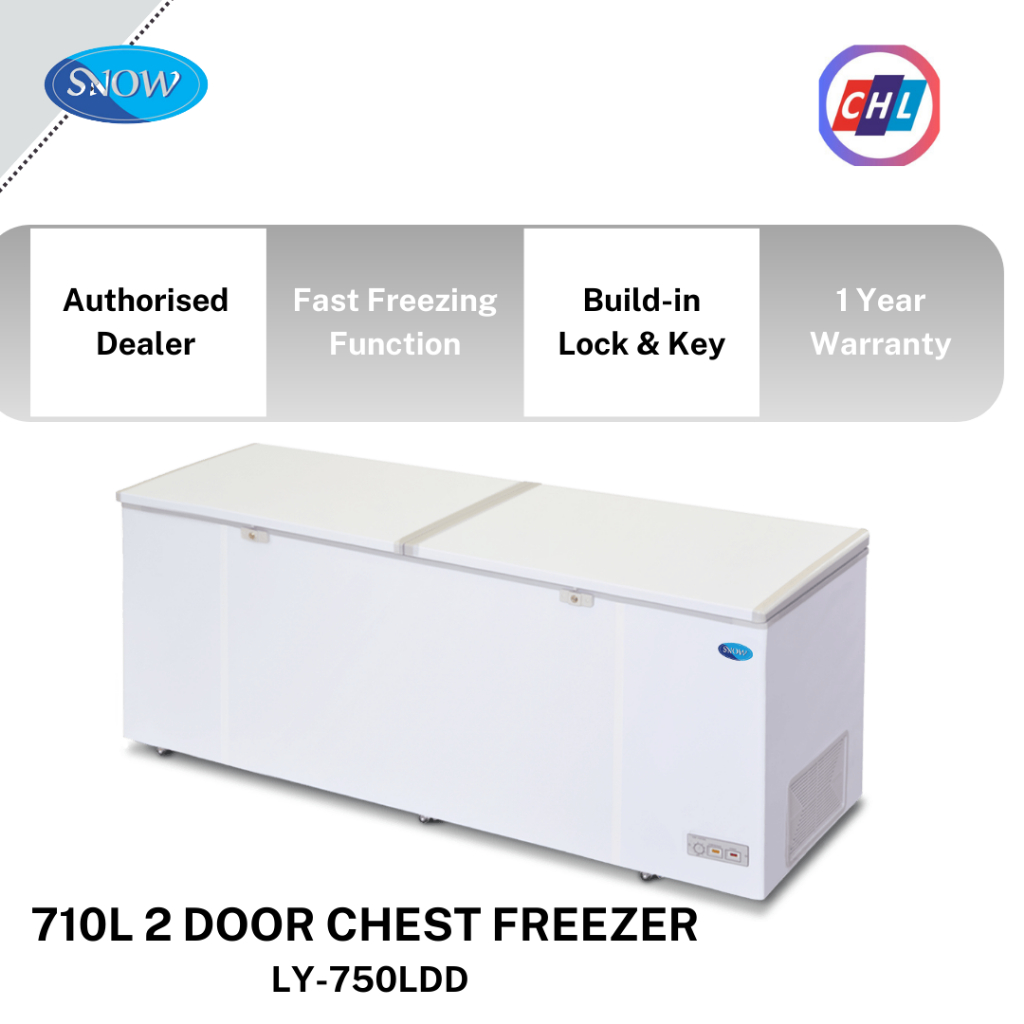 SNOW (Authorised Dealer)2-DOOR CHEST FREEZER  LY-750LDD [ NET : 655L / GROSS : 710L ]