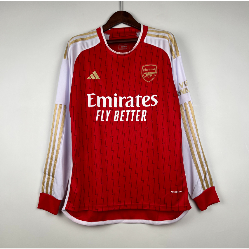 Red adidas Arsenal FC 2023/24 Long Sleeve Home Shirt