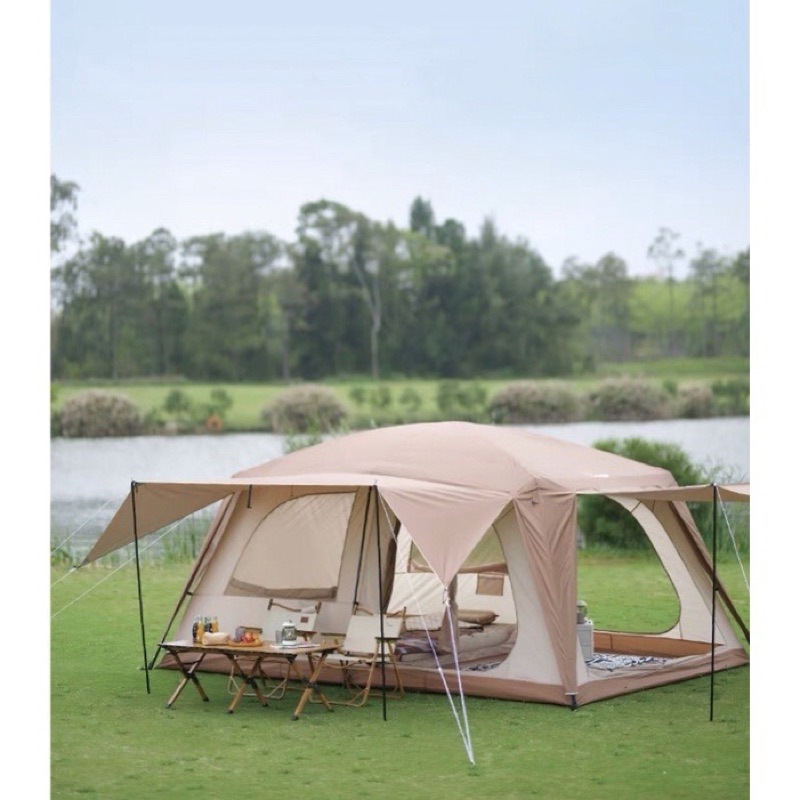 VIDALIDO Poon Saan Villa Family Tent Camping Portable Folding Tent Two Rooms Three Hall Living Room Manual Unta Tent