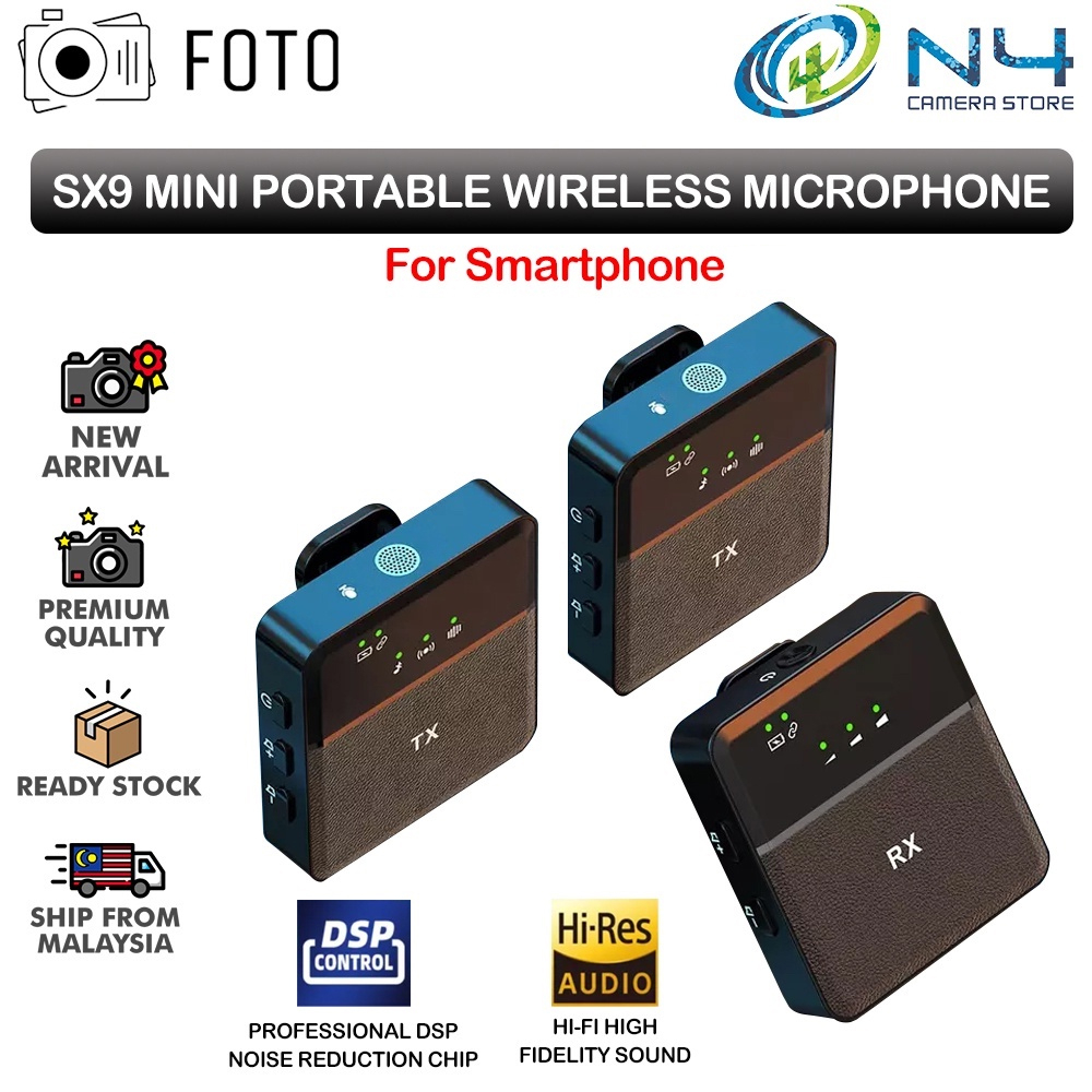 Foto SX9 Wireless Microphone Recording Mircophone Smart Noise Cancelling Mini Portable Mic on Live Streaming