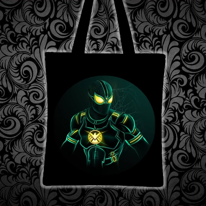 SPIDERMAN IN SHIELD TECH SUIT Printed tote bag canvas