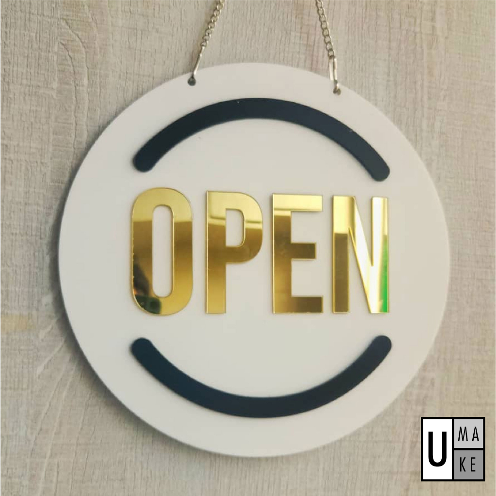 OPEN CLOSE SIGN - OPEN CLOSED CLOSE BUKA TUTUP WAKTU OPERATION BUSINESS WOODEN SIGN CRAFT 开关营业 signboard premium quality