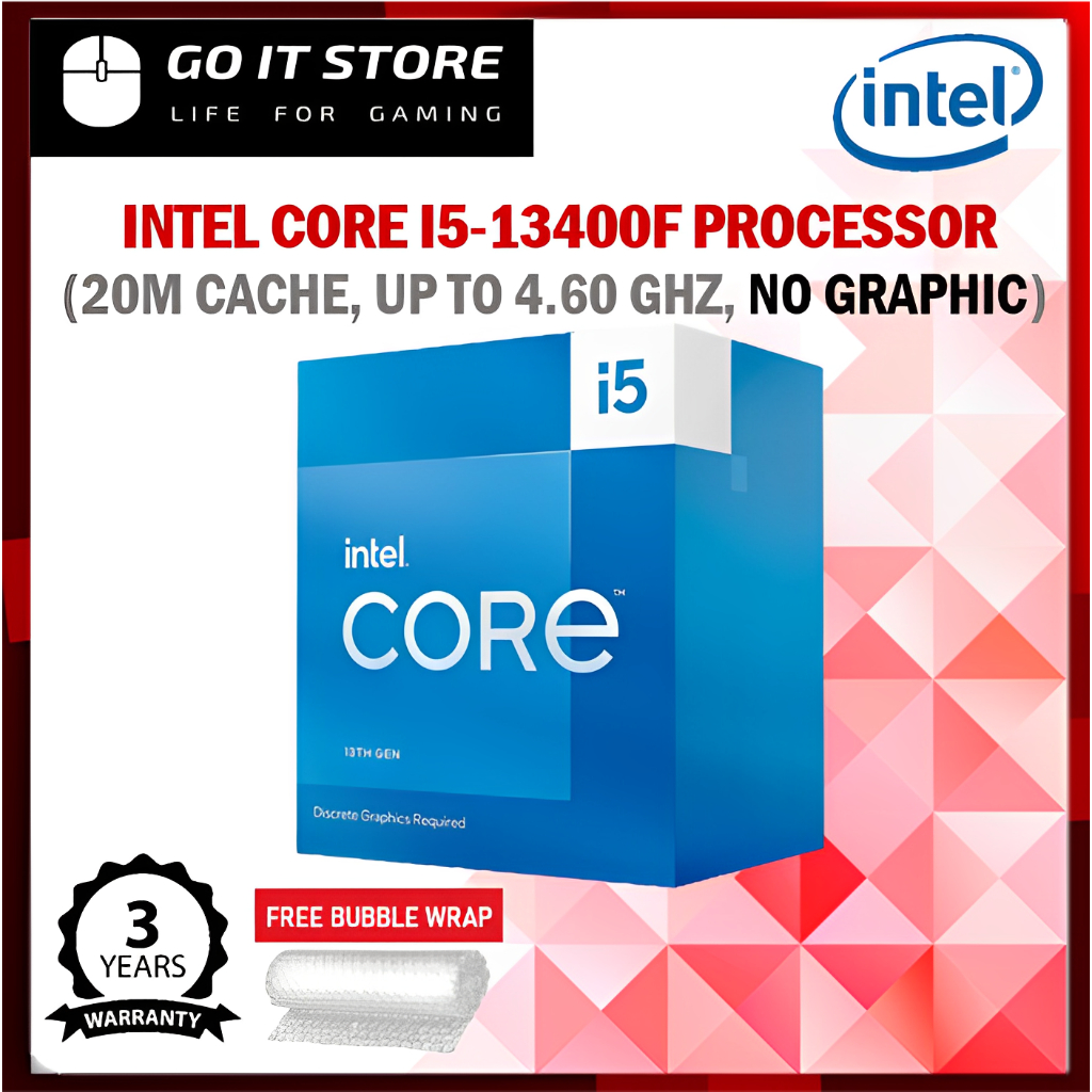 Intel Core I5-13400 / I5-13400F (NO GRAPHIC) LGA1700 Processor (20MB CACHE, UP TO 4.60 GHz )