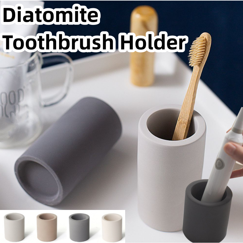 [MY STOCK] Toothbrush Holder Diatomite Toothbrush Organizer Stand Fast Drying Diatomite Bathroom Accessories Storage Cup