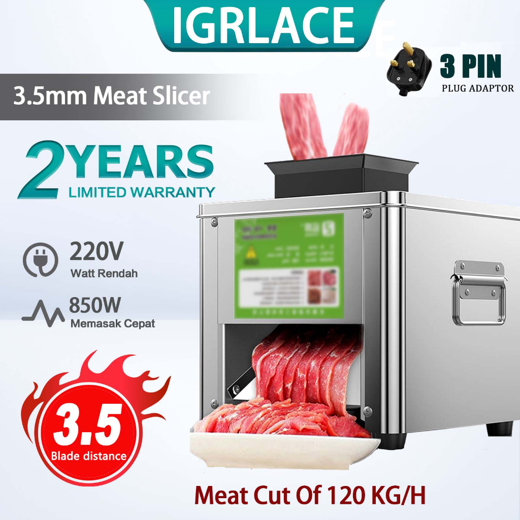 IGRLACE 3.5mm Meat Cutter Commercial Automatic Slicer Cutter Meat Cutting Machine Stainless Steel Meat Grinder 全自动切肉机