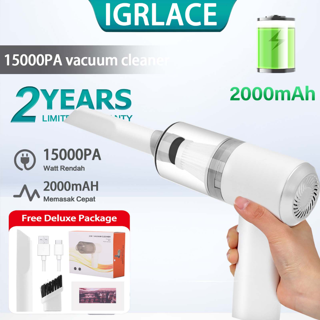 IGRLACE 15000Pa Car Wireless Vacuum Cleaner Cordless Vacuum Cleaner Portable Handheld Mini Rechargeable Vakum Kereta 吸尘器