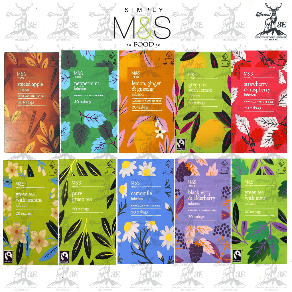 M&S Spiced Apple, Peppermint, Camomile, Green Tea, Jasmine, Strawberry, Lemon 20 Teabag Limited Edition