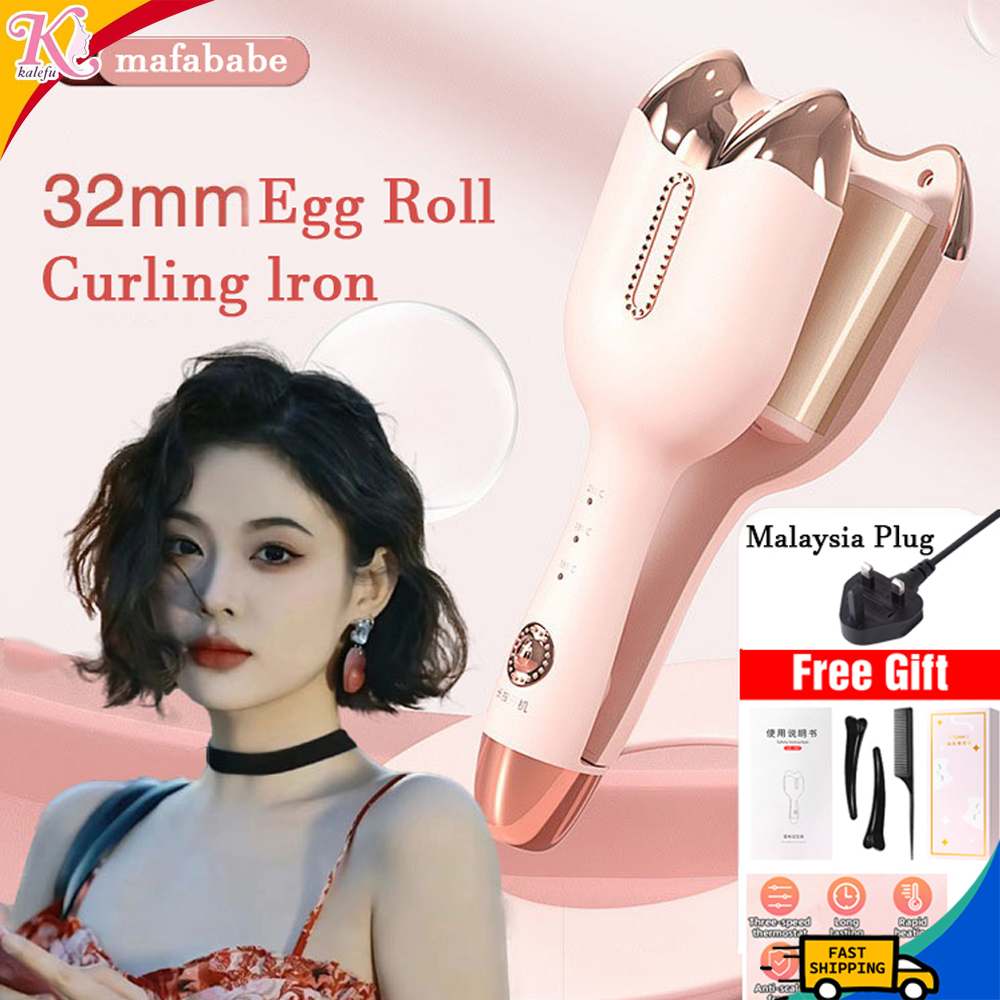 Mafababe New cat ear egg roll stick 32MM egg roll curler curler Kerinting Rambut wavy curler egg roll curler ion