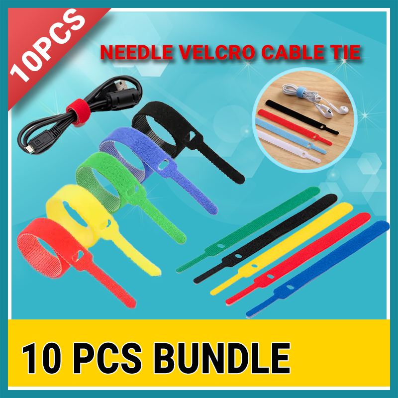 READY STOCK 10 Pcs Needle Velcro Cable Ties Wire Organizer Cable Band Cable tie Holder(10PCS)