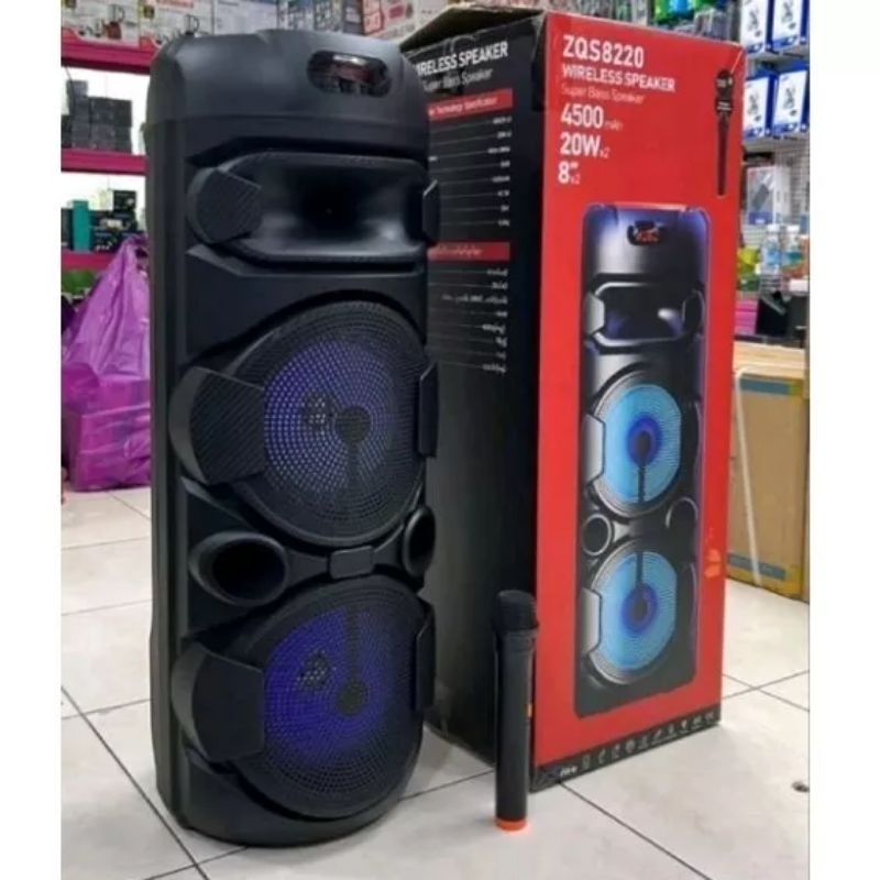 WIRELESS SPEAKER ZQS 8220 super bass speaker padu wireless bole cas type c.