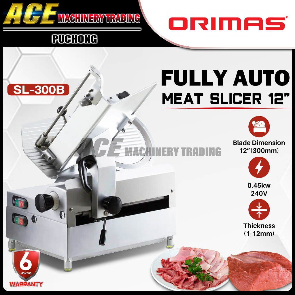 [ ORIMAS ] SL-300B Fully Auto Meat Slicer - Meat Slicer Machine - Automatic Meat Slicer 300mm 12 Inch