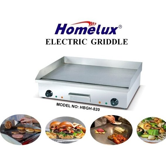 HOMELUX COMMERCIAL ELECTRIC GRIDDLE HBEG-818/ HBEG-820 Griddle Pan Burger Dapur Kuali