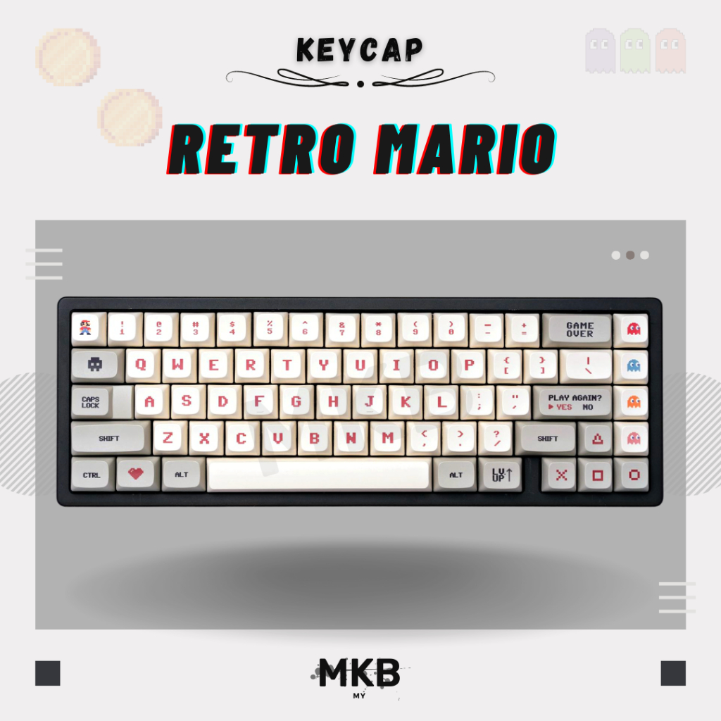 [READY STOCK] Retro Mario Pixel Gaming PBT XDA Profile Keycap Set for Mechanical Keyboard