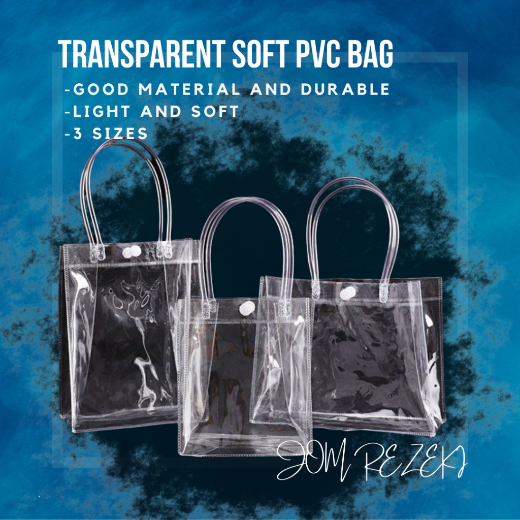 JOM Transparent Bag Shopping Bag Doorgift Bag Gift Bag Plastic Bag Transparent Goodies Bag Clear PVC Tote Bag Wedding