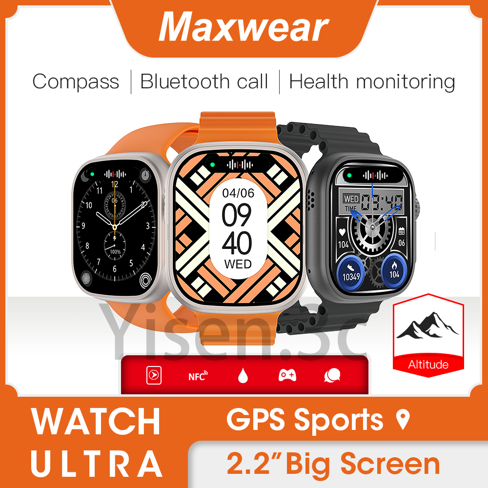 Maxwear Ultra 4GB amoled Dynamic lsland SmartWatch compass Series9 sports watch Bluetooth call fitness health monitoring