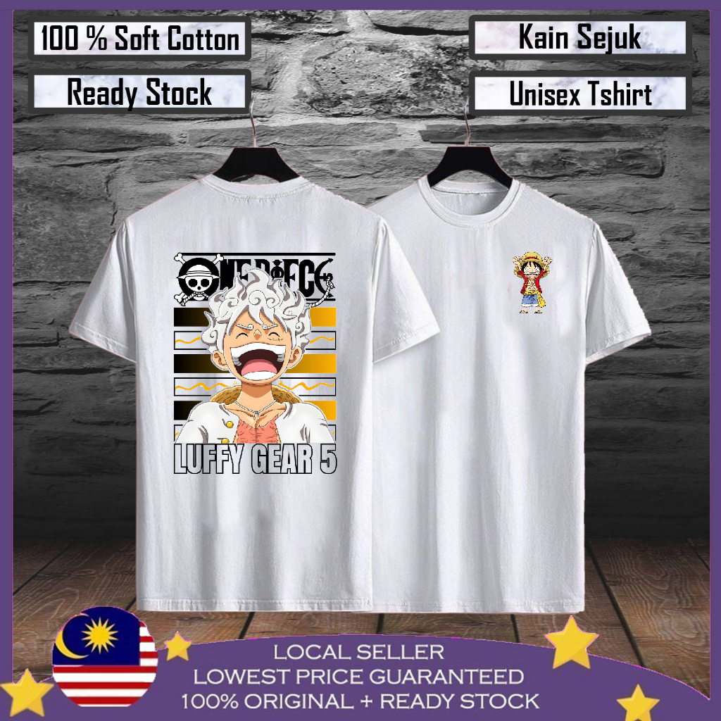 Premium CottonLuffy Hahaha One Piece Baju Viral Lelaki Men T shirt 100% Cotton Baju Tshirt Lelaki Baju Perempuan