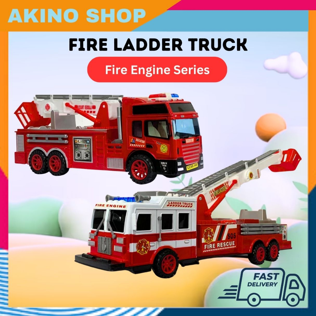 [Ready Stock] Fire Engine Ladder Truck Toys Fire Fighter Truck Mainan Lori Bomba Mainan Lorry Bomba 消防车 Rescue Team