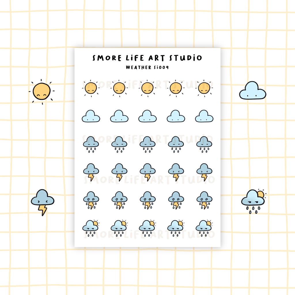 Cute Daily Weather stickers, Mood Stickers, Weather Tracker Stickers | Icon Planner sticker | Si009 | smorelifeartstudio