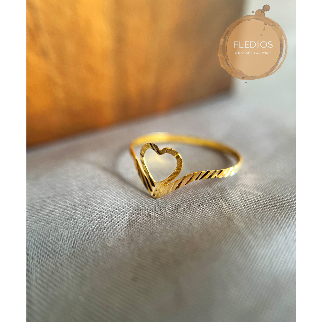 FLEDIOS Cincin Cinta V Emas 916 Bentuk Cinta V/ FLEDIOS 916 Gold V Love Ring/Minimalist cincin tulen bajet 916