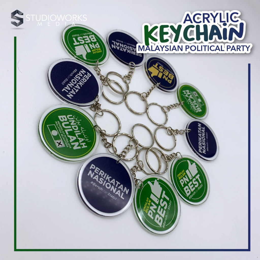 Keychain Cenderahati Door Gift Parti Politik PAS PN BEST Harapan Barisan Nasional Umno Program