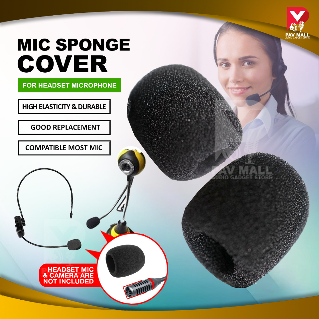 Microphone Sponge Cover (High Quality) Microphone Cover For Clip Headset Sarung Mikrofon 麥克風 套