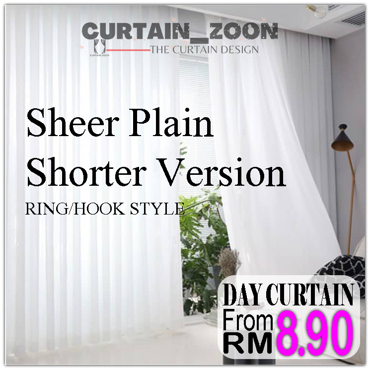 curtain-zoon - Sheer Curtains Syer Plain Day Window Ready Made Hook Eyelet (170cm-360cm)