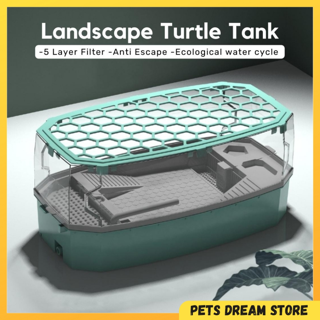 Nomoy Pet Landscape turtle tank Large turtle tank anti escape 5 layer water filter full set turtle terrarium