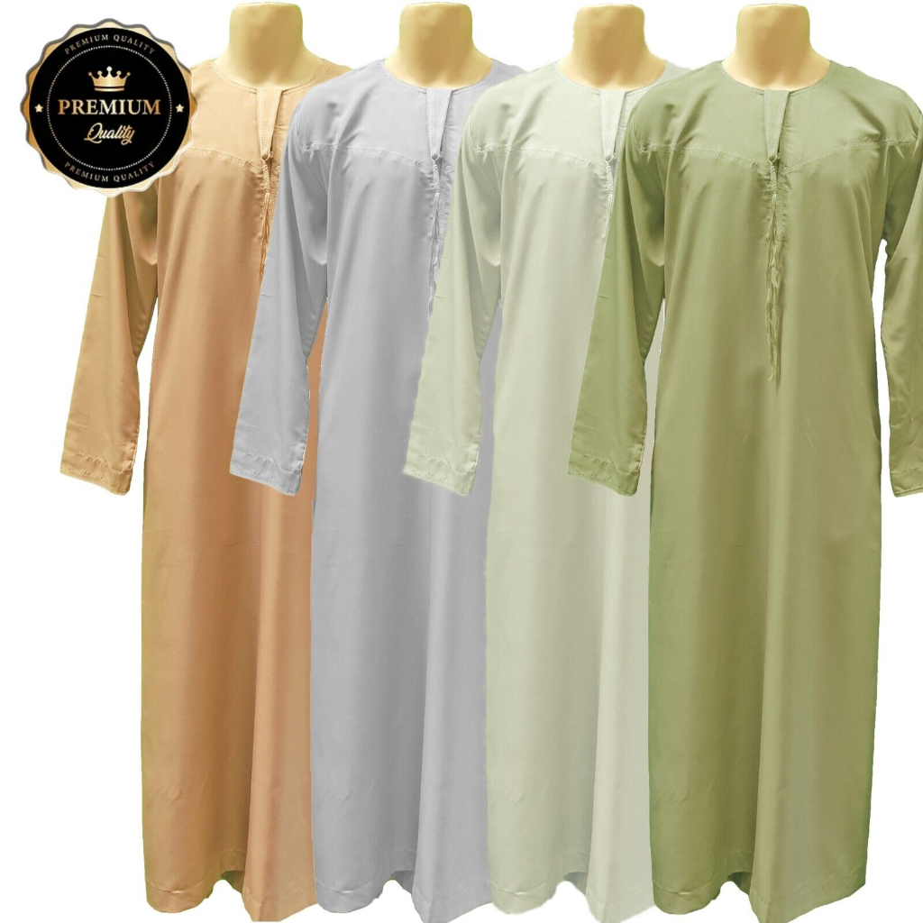 Desert Dress Luxury Colour UAE Jubah Putih Lelaki Thobe Mens Ramadan Eid Umrah Hajj Islamic Tassel Raya Mal