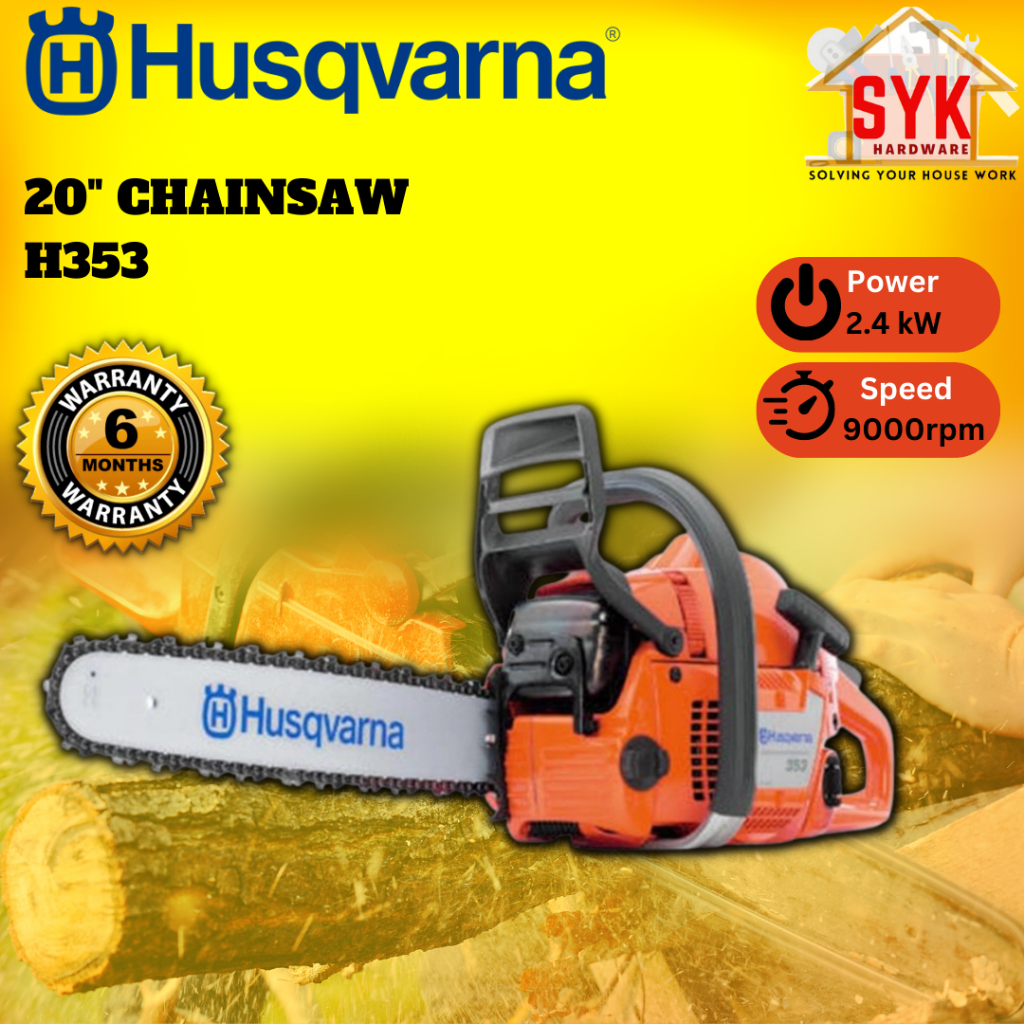 SYK Husqvarna H353 20 Inch Chainsaw Outdoor Gardening Power Tools Wood Cutting Mesin Gergaji Potong Kayu