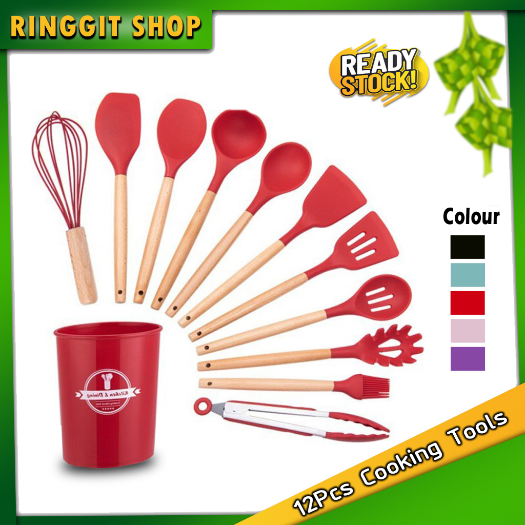 Ringgit Shop 12Pcs Cooking Tools Kitchen Cookware Set Silicone Utensils Cooking Sets Household Kitchen Accessories Sets