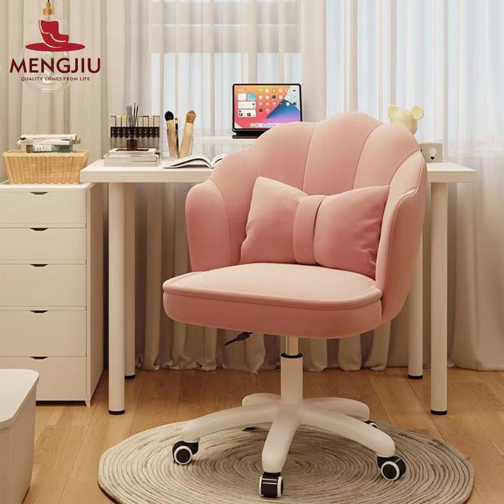 MENGJIU Computer Chair Comfortable Learning Chair Kerusi Makeup Chair Bedroom Sedentary Backrest Swivel Chair Female Student Dormitory Net Red Makeup Chair