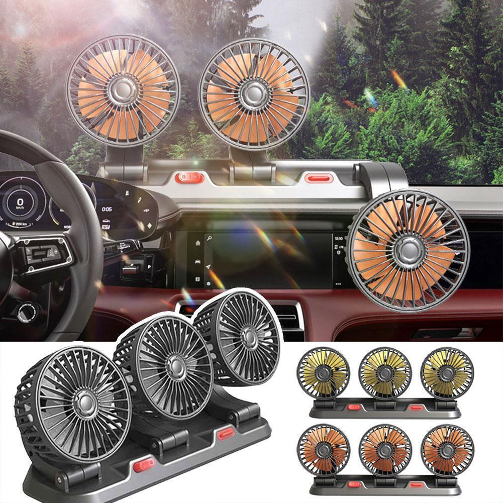 5/12/24V Auto Cooler Dual Head Mini Electric Car Fan SUV G3C5 Truck RV F H6E0