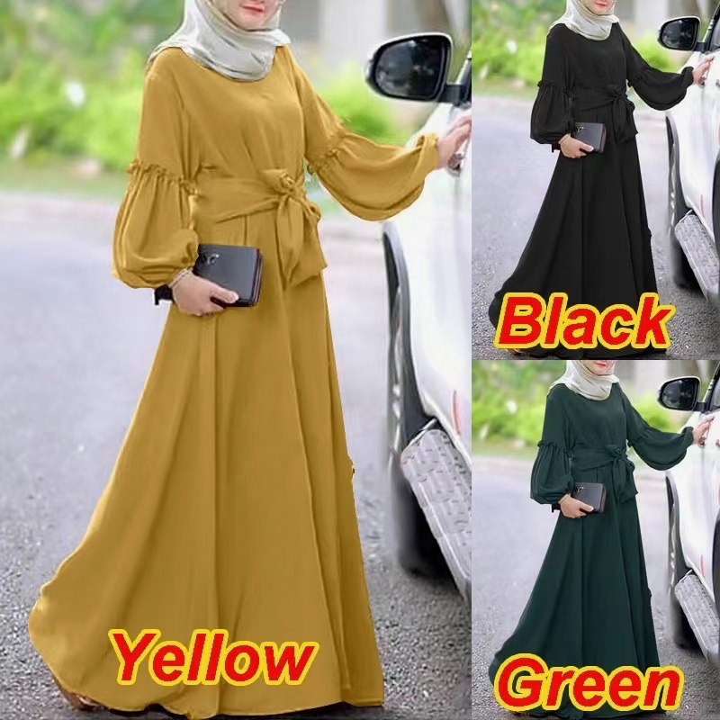 Ready Stock Reyah Muslimah Wear Muslim Dress Cuff Sleeves Abaya Long Dress Women Maxi Dress Baju Raya 2023 Muslimah