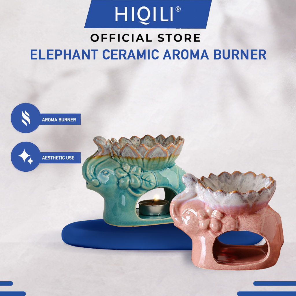 HiQiLi Aroma Burner Elephant Ceramic Aromatherapy Essential Oil Lamp Candle Holder Home Decor Incense Burner Craft