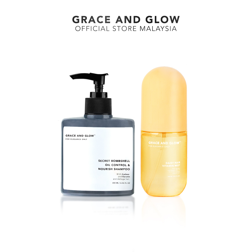 Grace and Glow 2in1 Bundle Secret Bombshell Anti Oil & Repair Solution Shampoo + Daisy Hair Vitamin Mist
