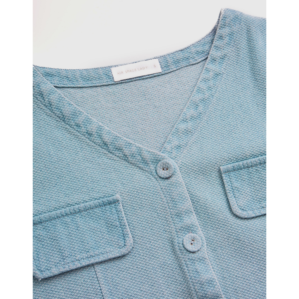 AIR SPACE Buttoned Denim Crop Jacket