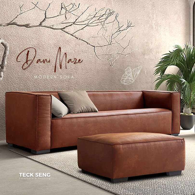 [TECK SENG] Dani Maze Italian Modern Minimalist Sofa/ deep seats/ EUROPEAN STYLE SOFA LEATHER-PRO FABRIC MODULAR SOFA