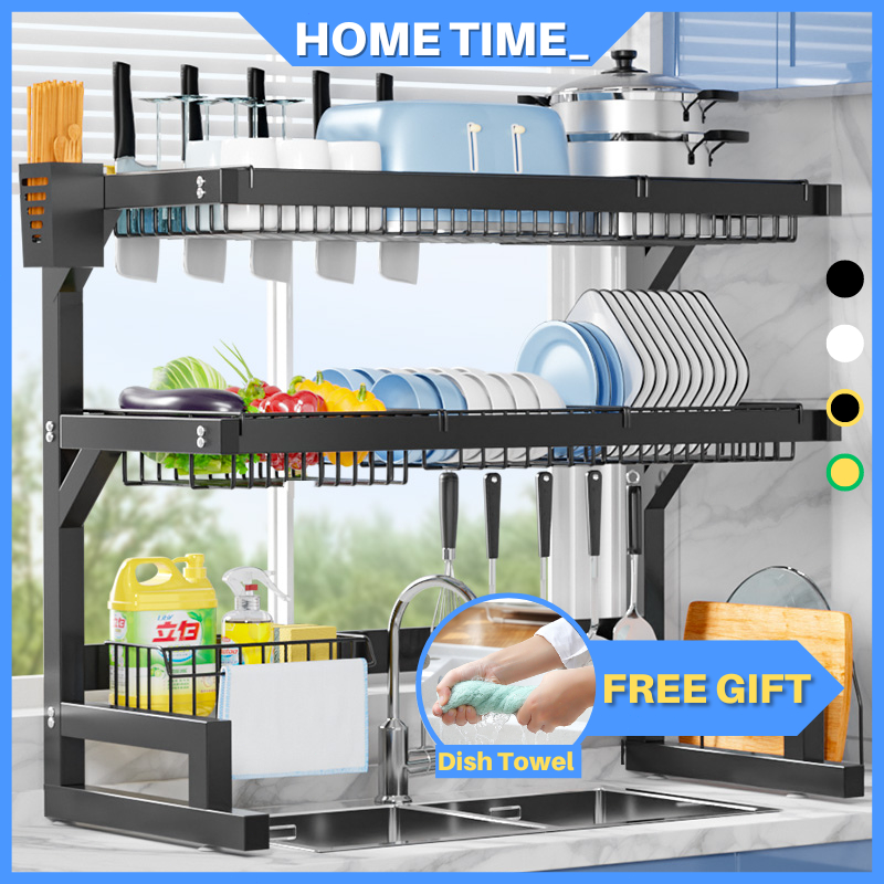 Rak Pinggan Sinki Mangkuk Stainless Steel Rak Dapur Drying Rack Dish Kitchen Organizer Rack Sink Dish Drainer/B7