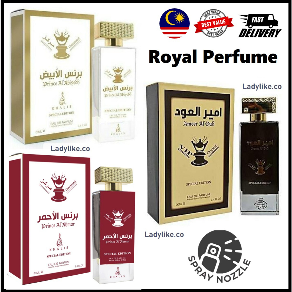 Khalis Perfume Arabic Minyak Wangi Special Edition Halal Prince Al Abiyedh Prince Al Ahmar Ameer Al Oud 100ml