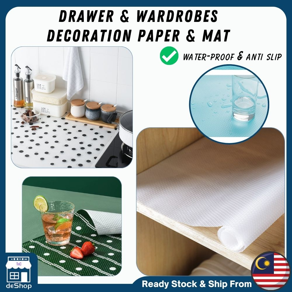 DeShop 【DIY】EVA Drawer Mat Paper Non Slip Cabinet Mat Water & Oil-proof Kitchen Mat  Alas Almari Lapik Laci Habuk