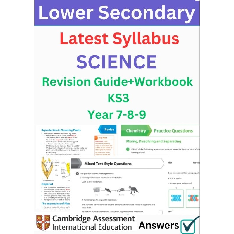 SC.47Lower Secondary Science Latest SyllabusRevision guide+Workbook Year 7-8-9(kS3)