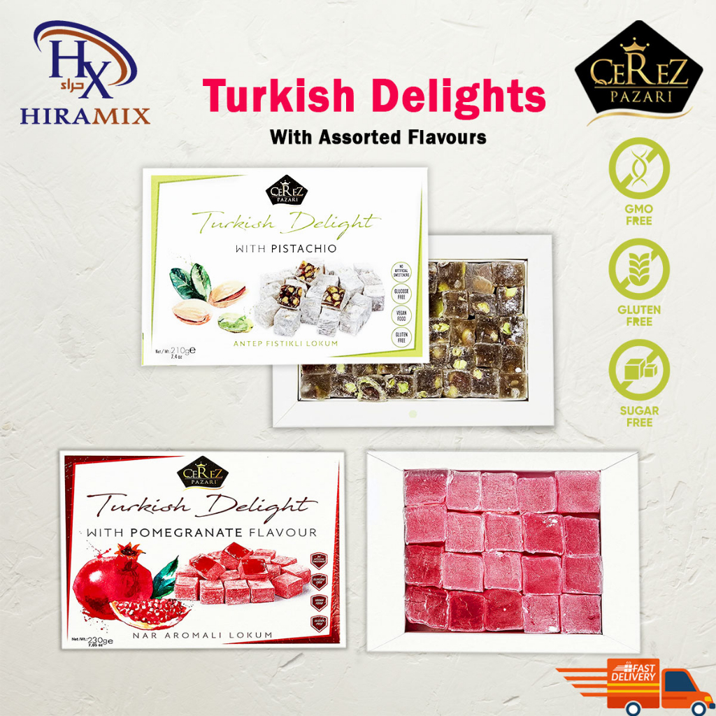 Turkish Delights CEREZ PAZARI | Premium | MANISAN DARI TURKI | Assorted Flavors 230g/210g